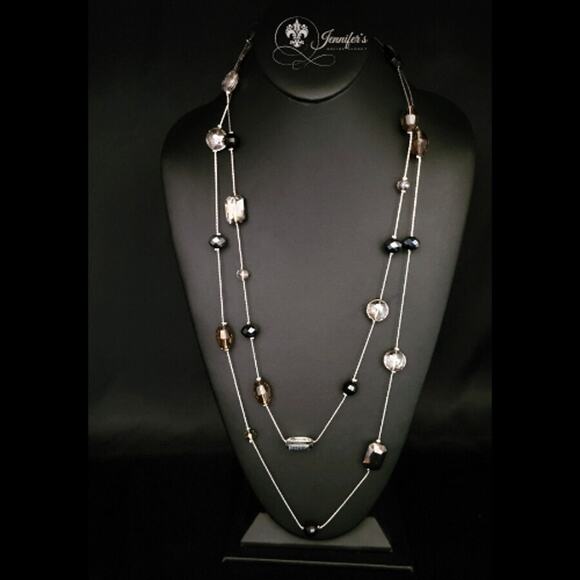 Charming Charlie Silver Double Strand Beaded Necklace - Picture 1 of 9